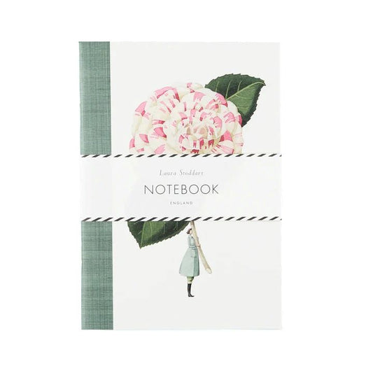 IB010C-Laura Stoddart-Camellia & Dahlia-In Bloom-A5 Ruled Notebook