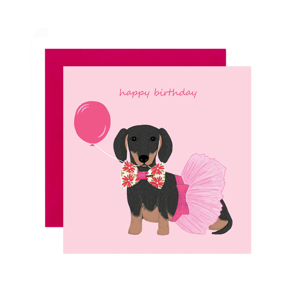 BL006-Apple & Clover-Happy Birthday Dachshund-Card-Blossom