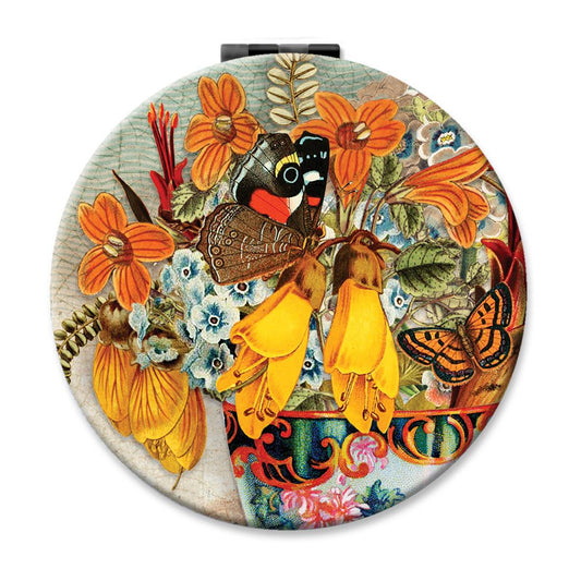NZTWCM027-Live Wires-Red Admiral On Kowhai-8cm-Mirror