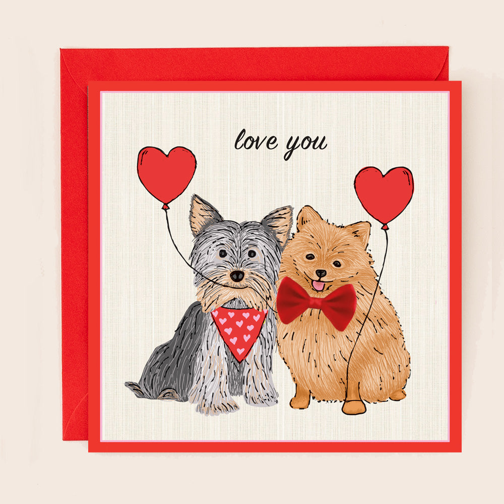 BW005-Apple & Clover-Valentines Miniature Dogs With Bow-Card-Bows