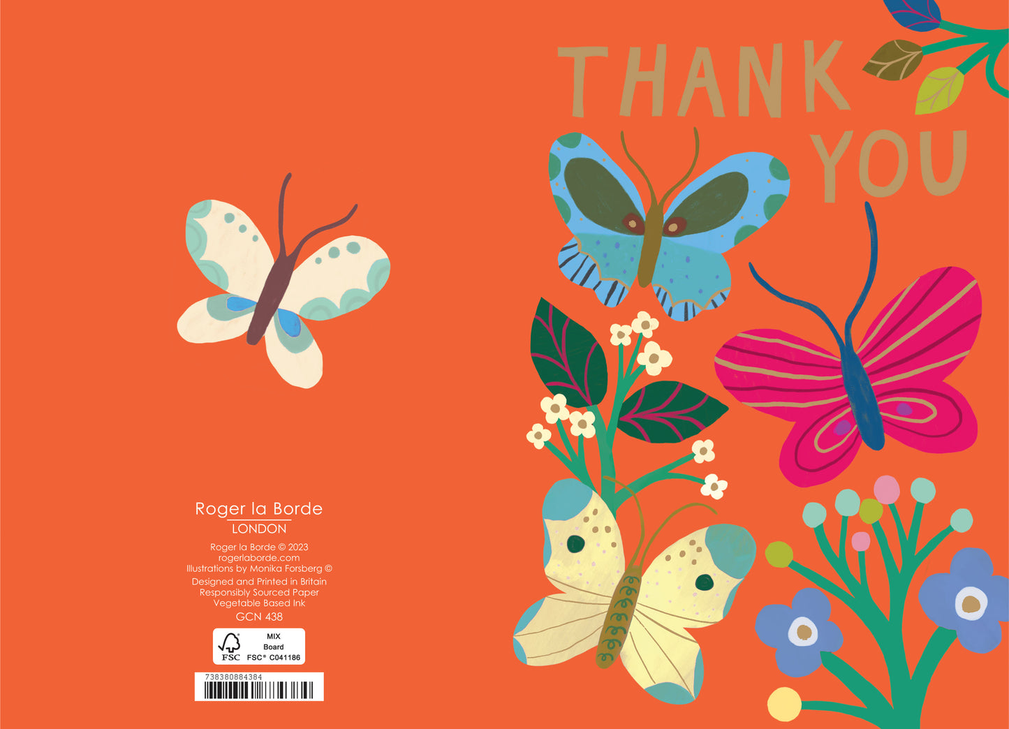 GCN438-Roger La B-Butterfly Garden. Thank You-Card-