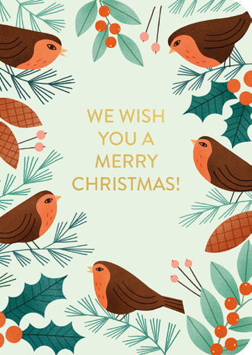 BLOOM013-Stormy Knight-Christmas Robins-Xmas Card-Bloom