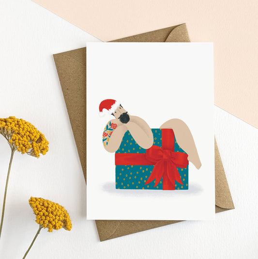 CBR007-Elsa Rose Frere-Christmas Sexy Man Gift Greeting Card-Xmas Card-Christmas