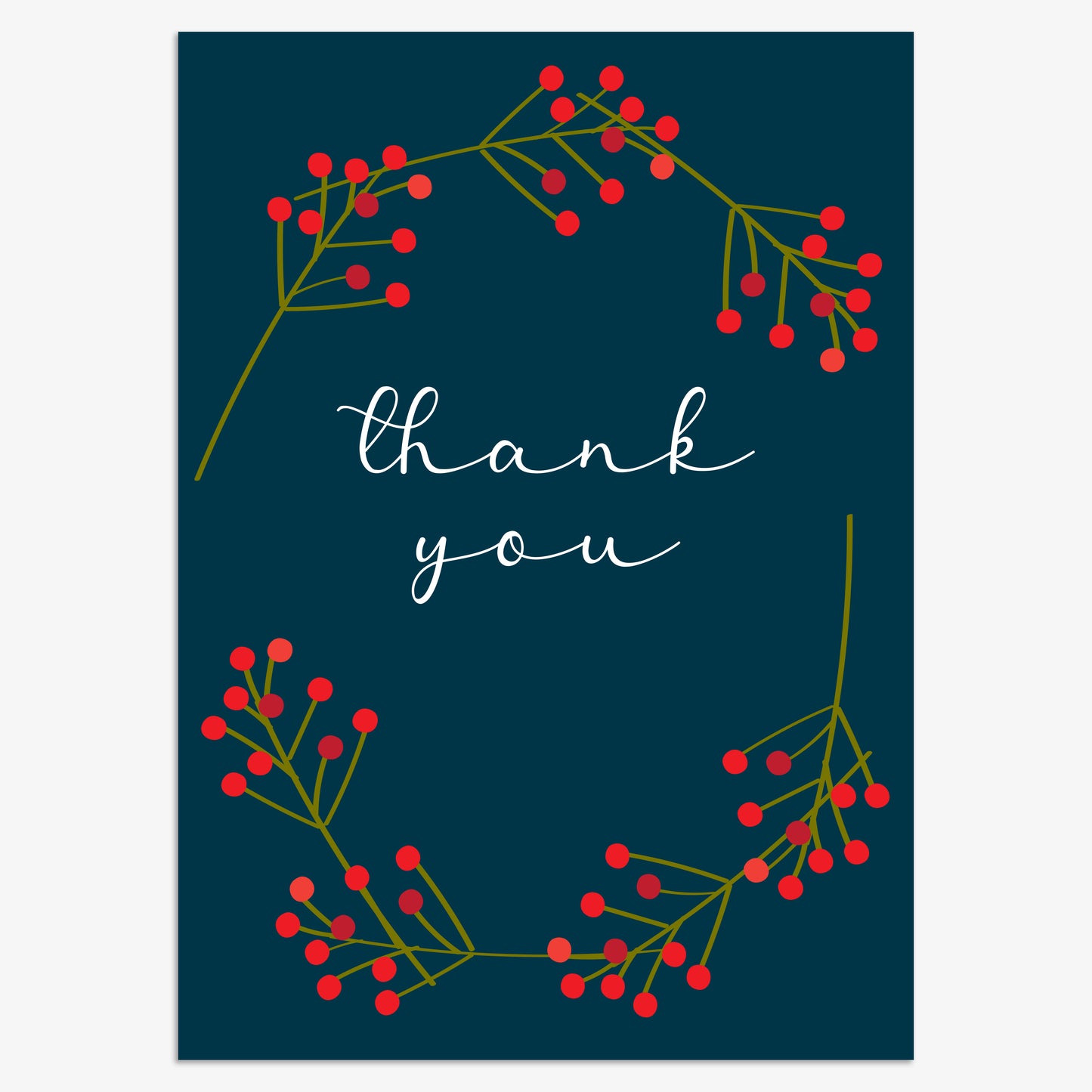 CPX129-Think of Me-Thank You Berries 8Pck-Xmas Card Pack-Christmas Thank You Packs