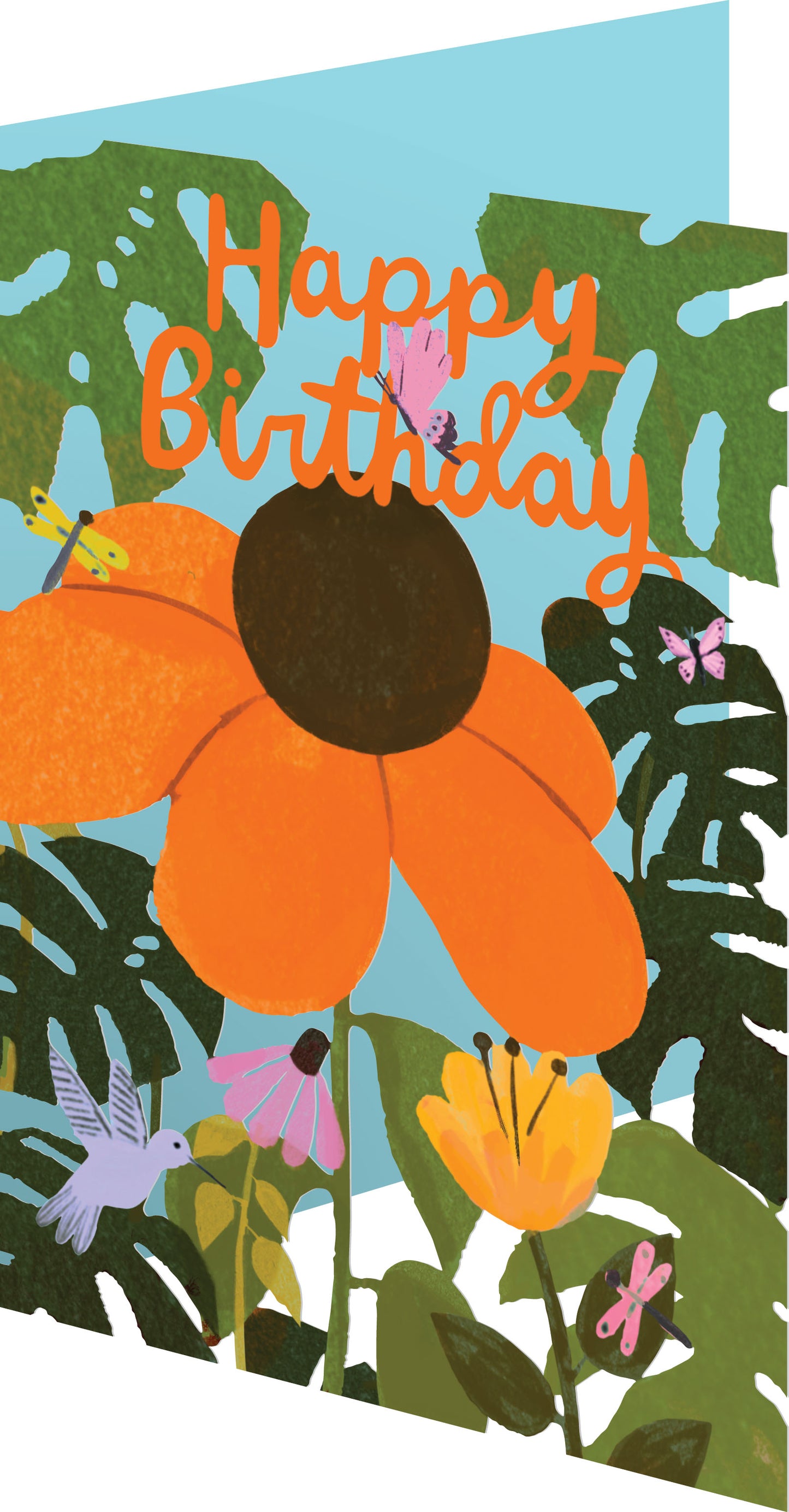 GC2371-Roger La B-Orange Coneflower Lasercut Card-Card-Lasercut Birthday