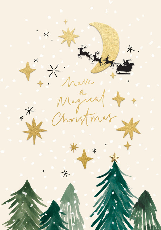 XJX01K-Meraki-Santa In Sky-Xmas Card-Joyeux Noel