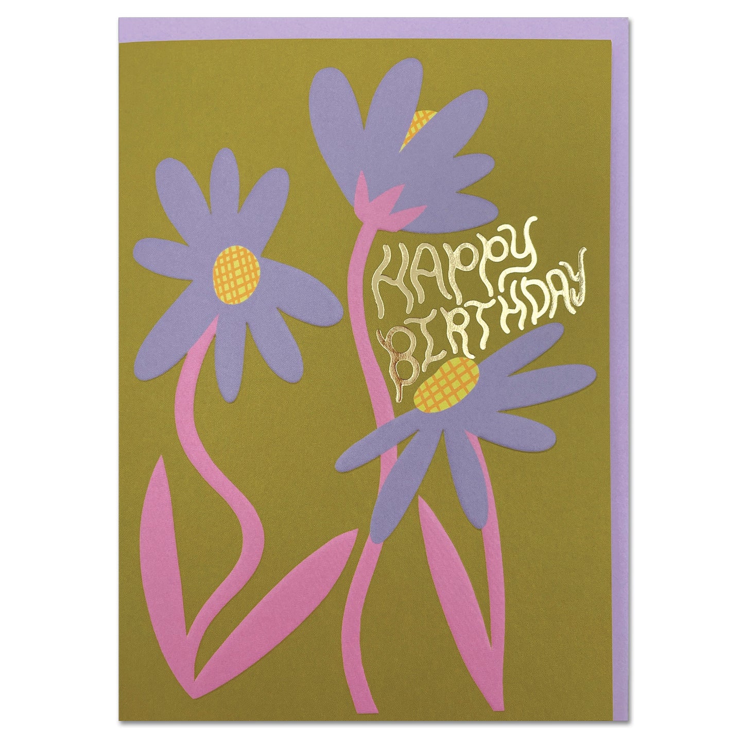 NUR004-Raspberry Blossom-Happy Birthday Green Florals-Card-Nurture