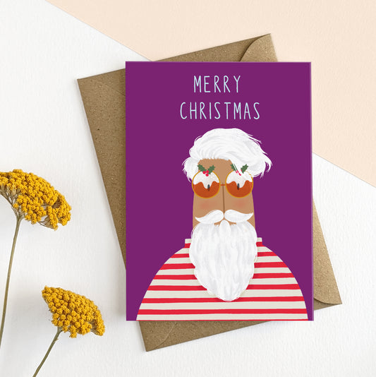 CRL001-Elsa Rose Frere-Christmas Cool Santa Stripes -Xmas Card-