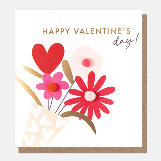 MIN021-Caroline G-Valentines Bouquet With Hearts-Card-Valentines Day