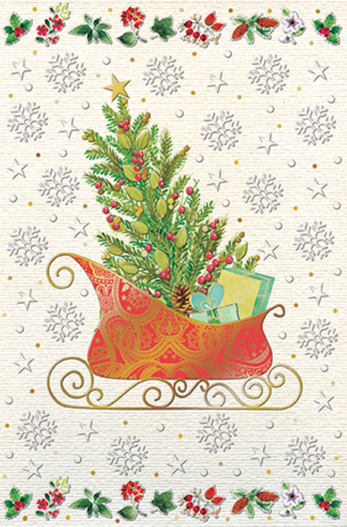 9696560024-Editions du Desastre-Christmas Sleigh-Xmas Card-Noel Traditions
