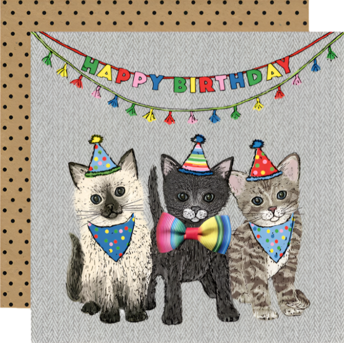 FE002-Apple & Clover-Happy Birthday Cat Party-Card-Fiesta