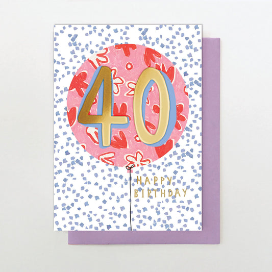 OLL028-Stop The Clock-Female 40 Birthday Balloon-Card-Ooh La La