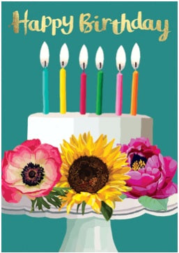 FF162H-Sarah Kelleher-Happy Birthday Cake-Card-Fabulous Foils