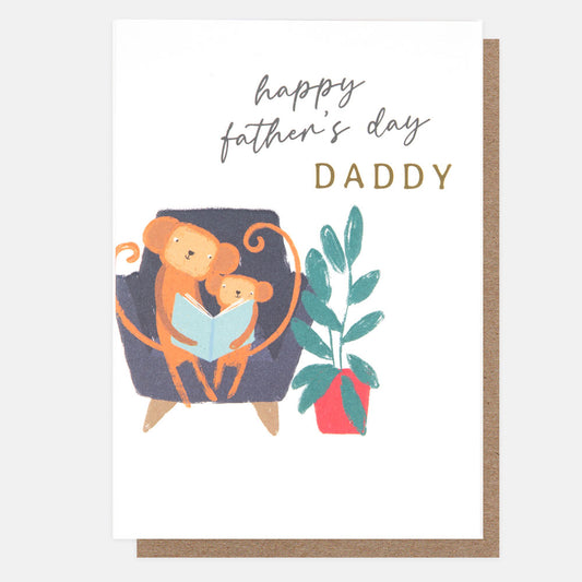 CRC034-Caroline G-Happy Father'S Day Daddy Reading Monkeys-Card-