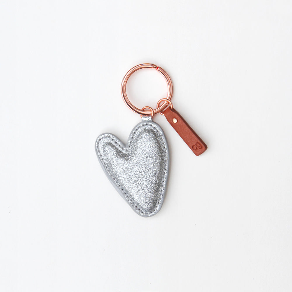 KEY 005 Caroline G Giftware Silver Glitter Heart Keyring