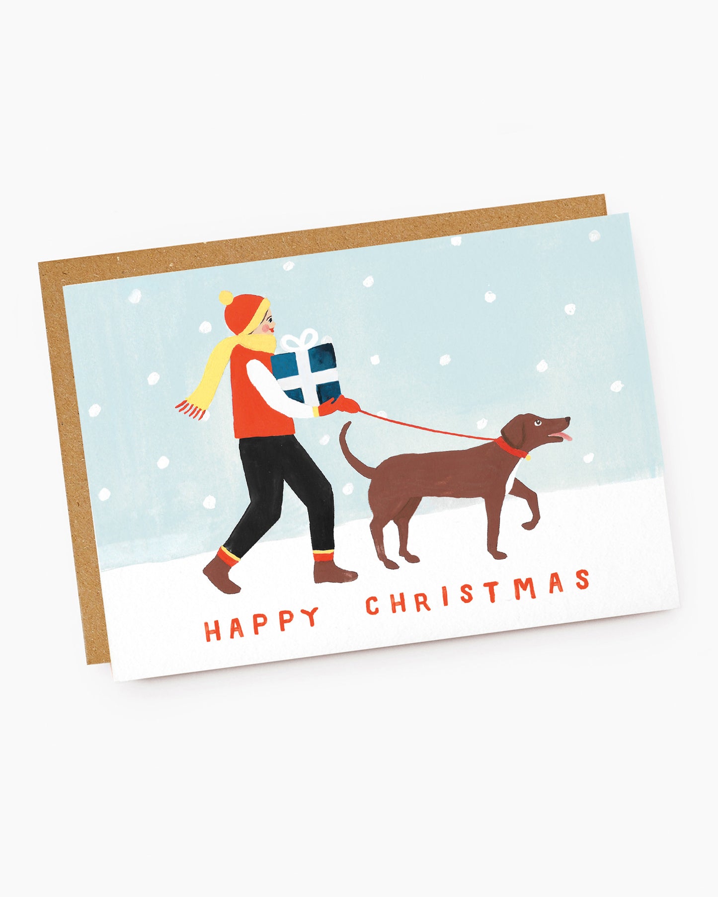 X109-Jade Fisher-Buddy-Merry Christmas Snowy Dog Walk-Xmas Card-