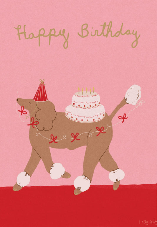 GCN449-Roger La B-Birthday Poodle Petite Card-Card-Petite Birthday Gold Foil