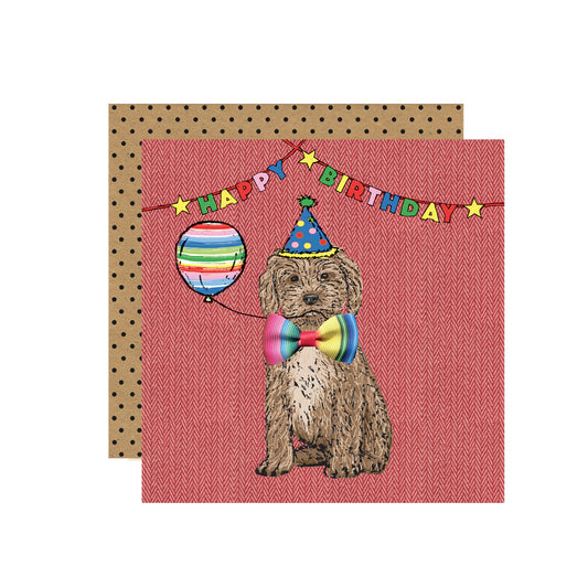 FE004-Apple & Clover-Happy Birthday Cockapoo -Card-Fiesta