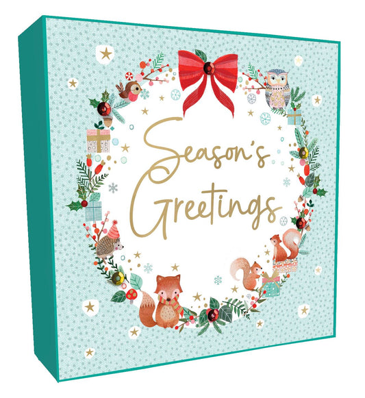 XLSB099-Second Nature-Woodland Wreath 6Pk-Xmas Card Pack-Sparkle