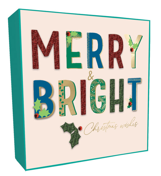 XLSB105-Second Nature-Merry & Bright 6Pk-Xmas Card Pack-Sparkle Boxed Cards