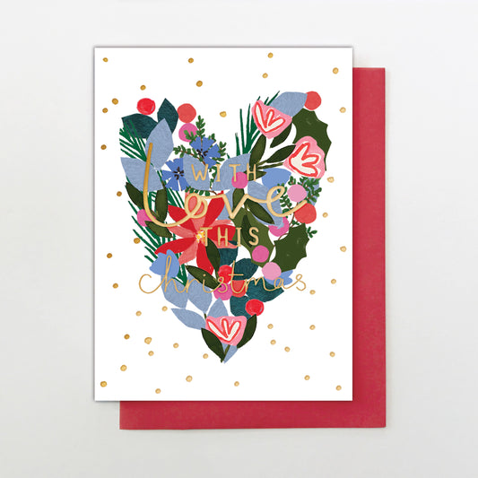 GN017-Stop The Clock-Christmas Foliage Hear-Xmas Card-