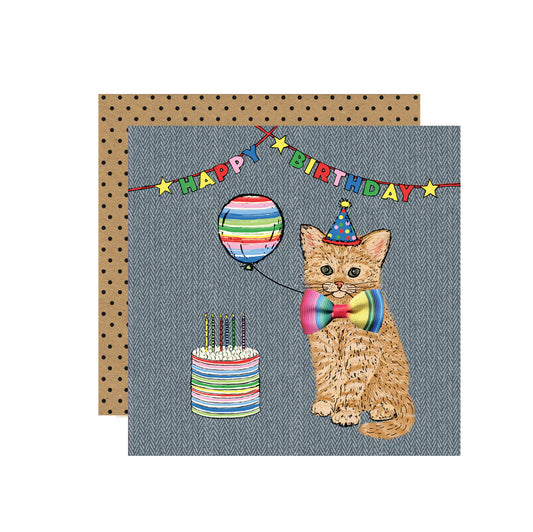 FE008-Apple & Clover-Happy Birthday Ginger Kitten-Card-Fiesta