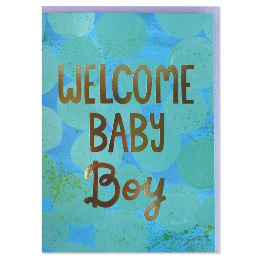 CAN033-Raspberry Blossom-Welcome Baby Boy-Card-Canvas Creations