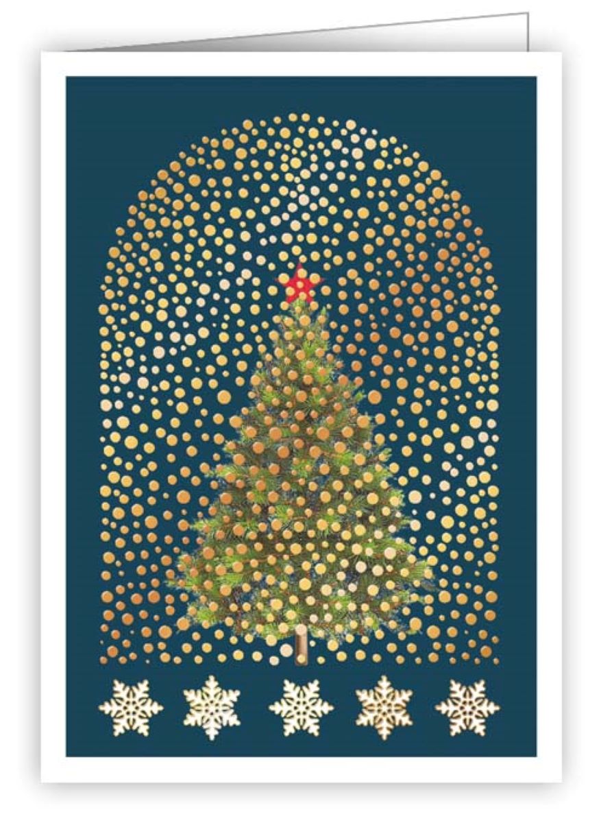 6995-Quire-Christmas Tree In Snowglobe-Xmas Mini Card-Mac Classic