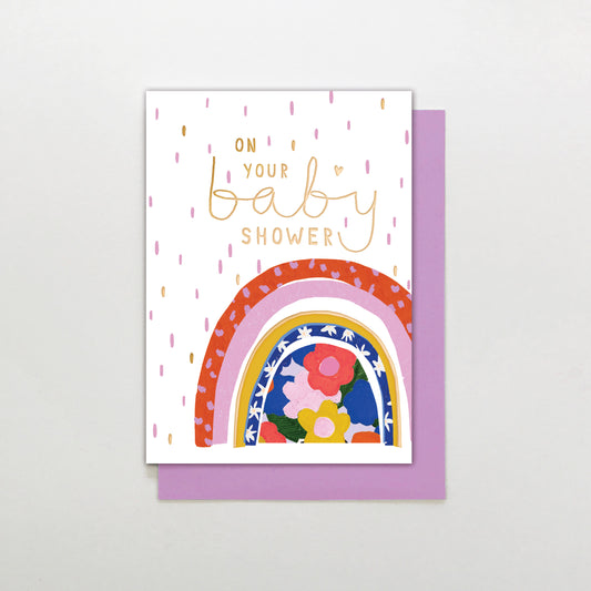 RB021-Stop The Clock-Baby Shower Rainbow-Card-Rainbow