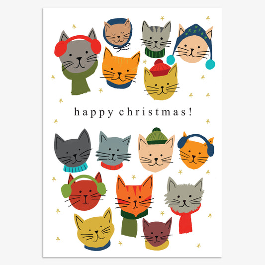 CPX145-Think of Me-Happy Christmas Kittens 8Pck-Xmas Card Pack-Christmas Packs