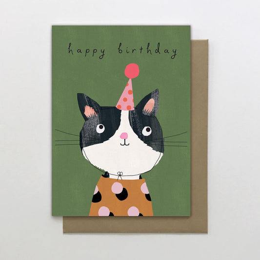 DT002-Happy Birthday Cat-Stop The Clock-Card-Dotty