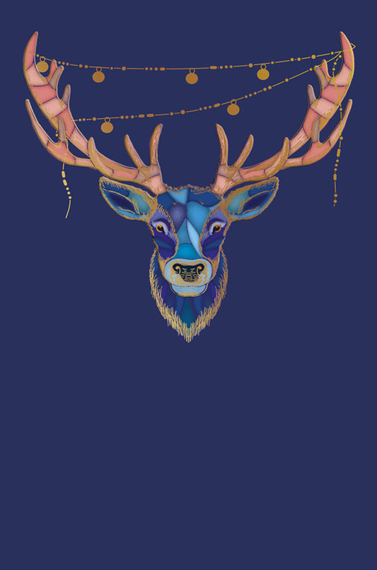 9982800086-Editions du Desastre-Blue Rheindeer-Xmas Card-Icones