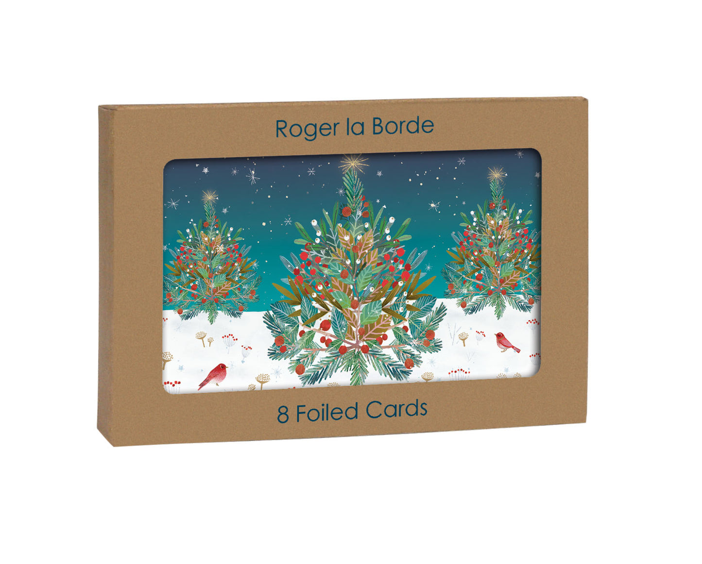 NSX833-Roger La B-Enchanting Trees-8 Kraft Pack-Xmas Card Pack-