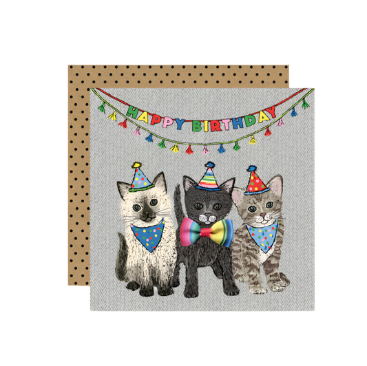 FE002-Apple & Clover-Happy Birthday Cat Party-Card-Fiesta