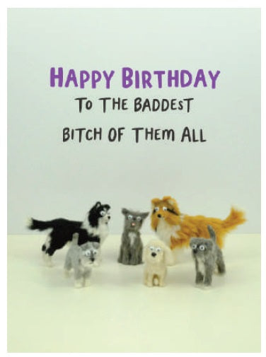 FB001-Bold & Bright-Happy Birthday Baddest-Card-Furballz