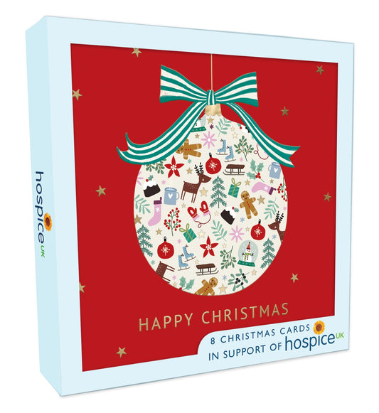 XSA016-Second Nature-Merry Christmas 8Pk Single Design-Xmas Card Pack-Hospice Uk