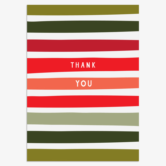 CPX140-Think of Me-Thank You Stripes 8Pck-Xmas Card Pack-Christmas Thank You Packs