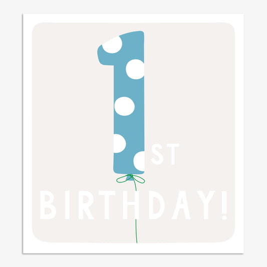 FIZ135-Think of Me-1St Birthday Blue-Card-Fizz