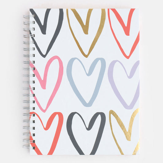 SPI105-Caroline G-Multi Outline Hearts Spiral-Notebook-