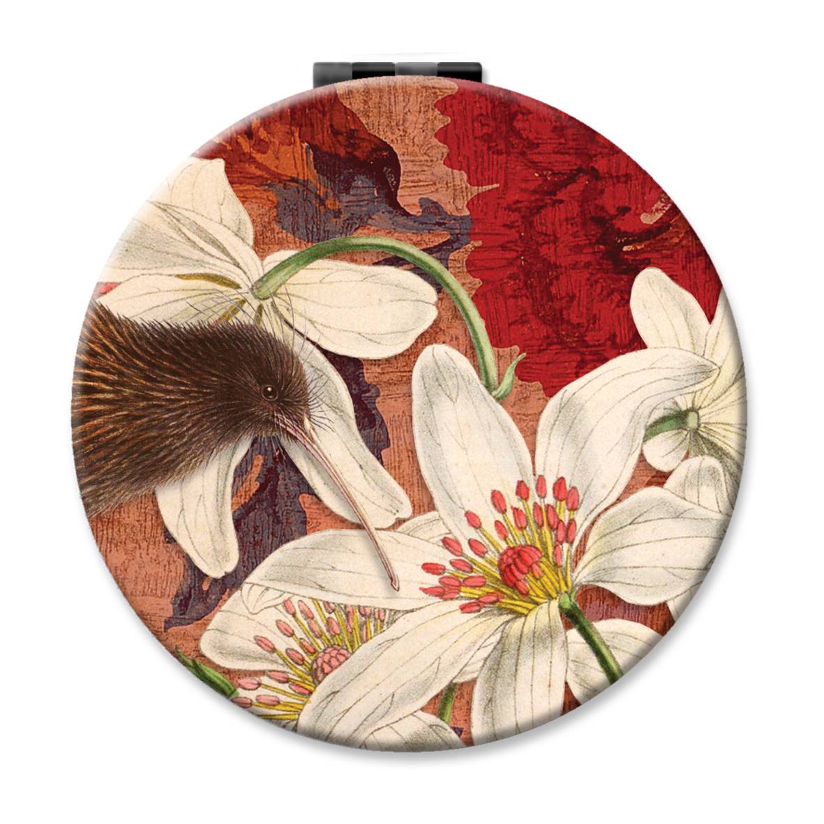 NZTWCM026-Live Wires-Kiwi & Clematis 8Cm-Mirror-