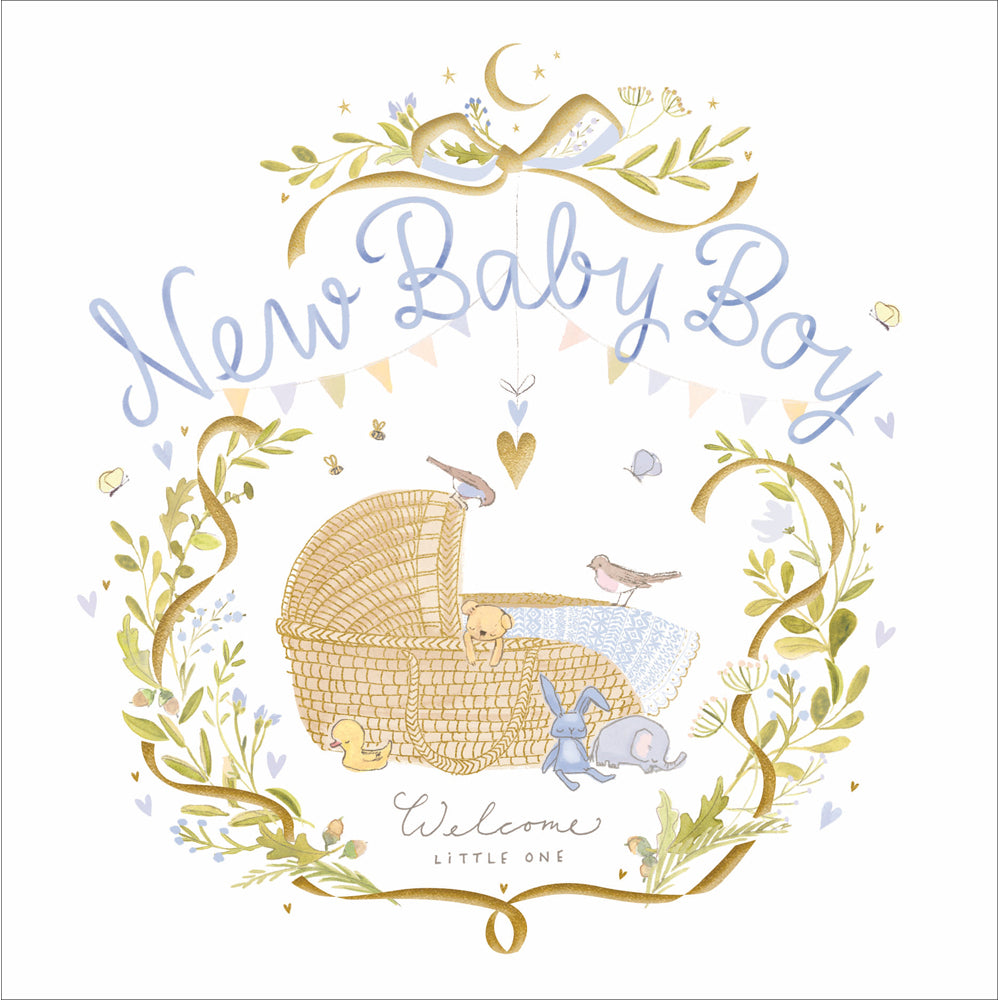 602030-Woodmansterne-Q Cardsngl C.Sty Newbboy New Baby Boy-Card-