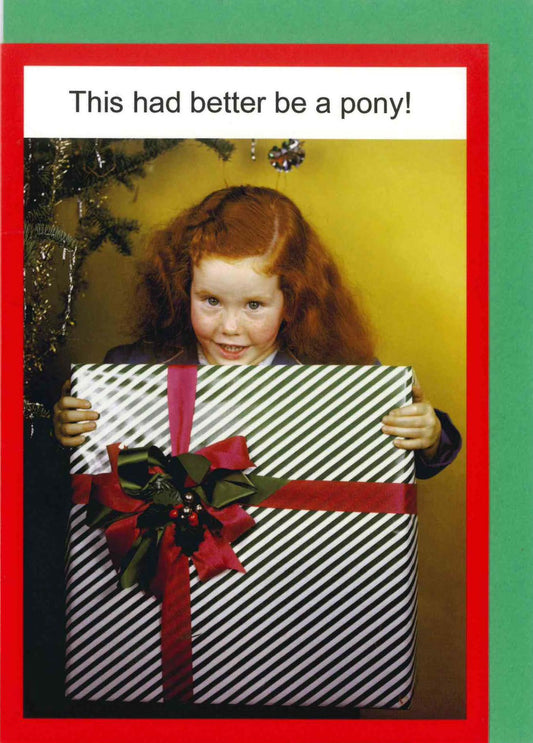 XKMK082-Kiss Me Kwik-Pony-Xmas Card-
