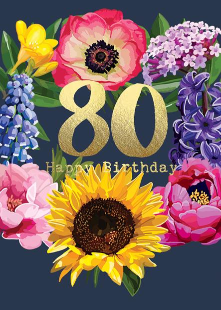 FF056H Sarah Kelleher Card 80 Happy Birthday Fabulous Foils