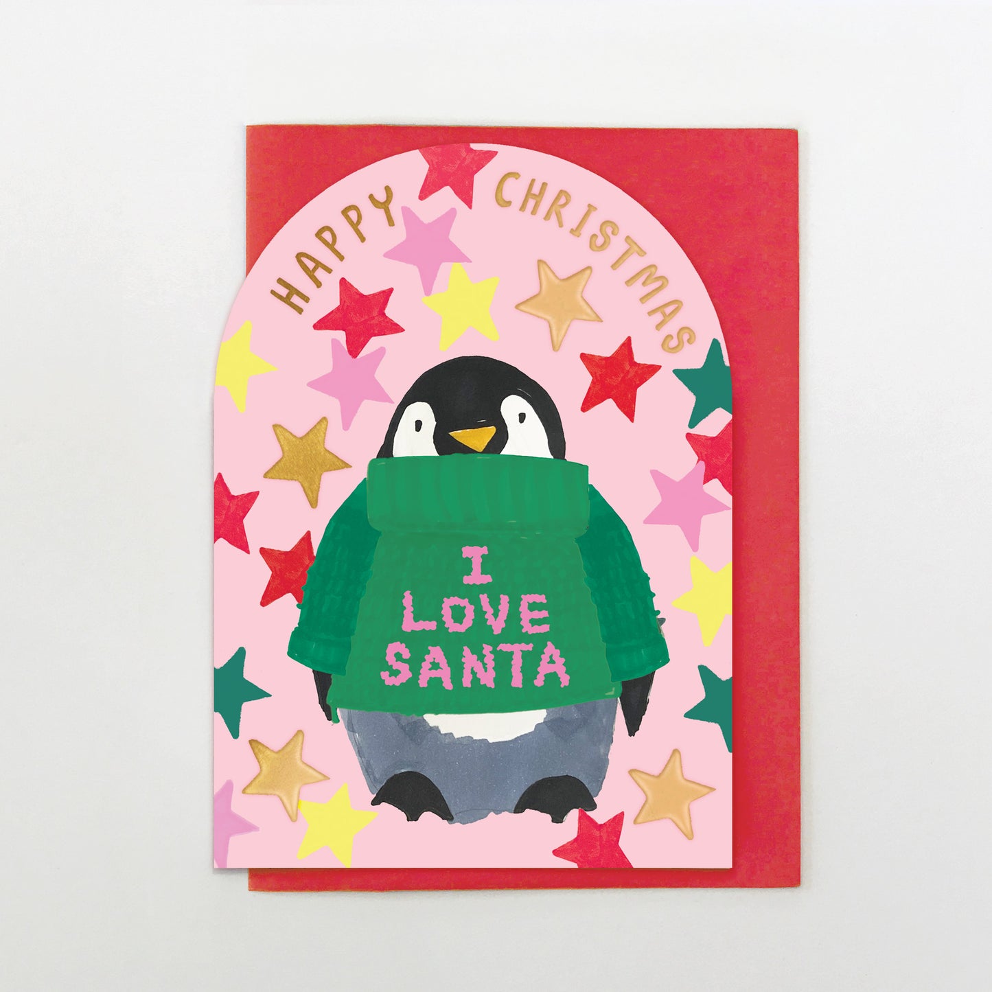 YULE006-Stop The Clock-Card- I Love Santa Penguin-Xmas Card-Fabyuleous