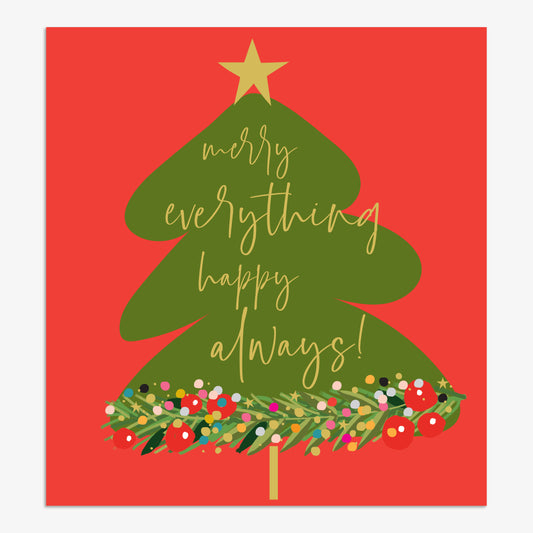 EVX028-Think of Me-Merry Everything-Xmas Card-Evergreen