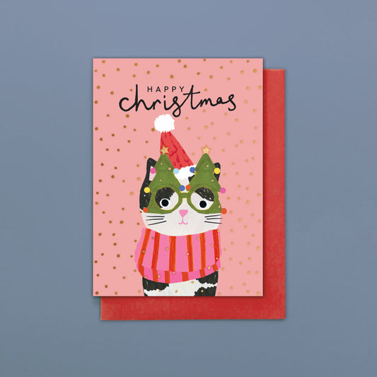 HLC051-Stop The Clock-Card Pack Of 8- Happy Christmas Cat-Xmas Card Pack-Happy Little Christmas Pack