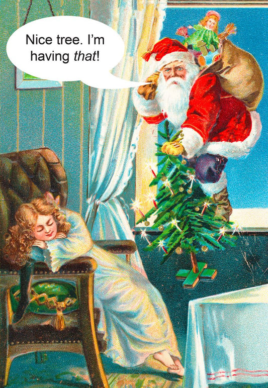 XKMK2501-Kiss Me Kwik-Reverse Santa-Xmas Card-