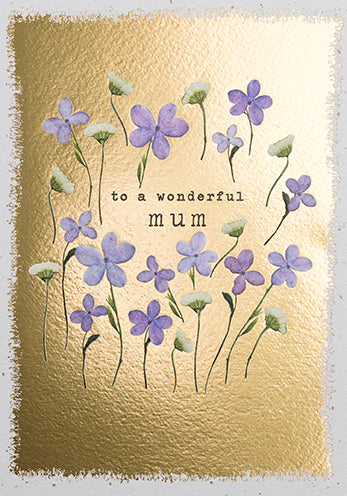 ORE01K-Meraki-Mum Birthday Purple Flowers-Card-Pressed Flowers