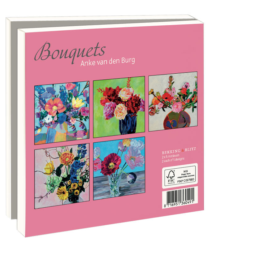 WMC1180-Bekking & Blitz-Anke Van Den Burg - Bouquets -10 Notecards With Envelopes Various Designs-Notewallet-
