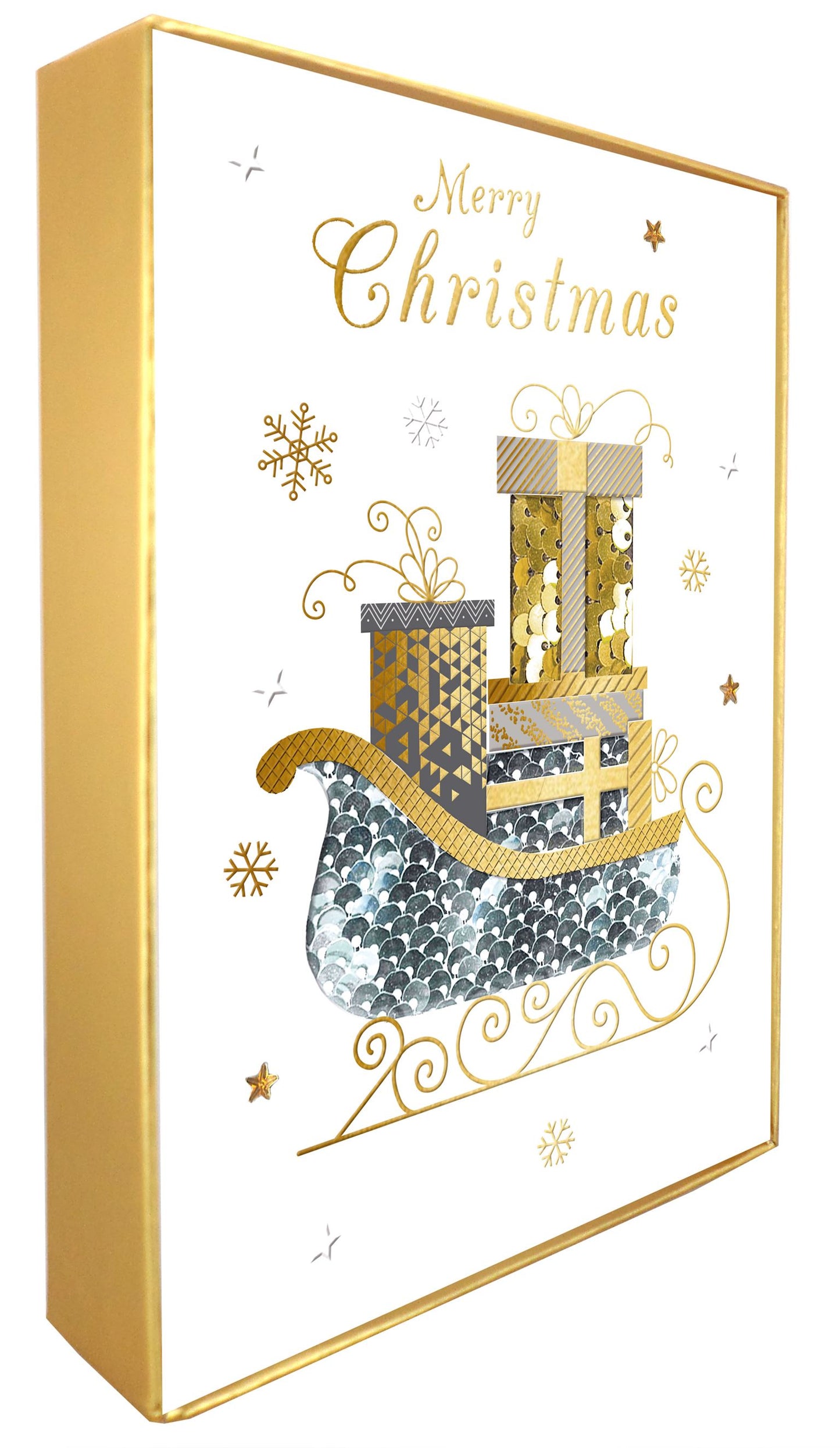 BXW004-Second Nature-Sleigh With Gifts 5Pck-Xmas Card Pack-Winter Glow